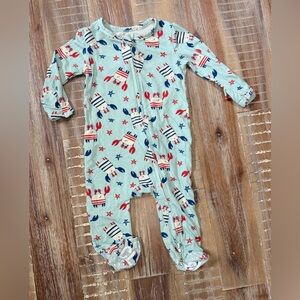 Caden Lane Crab Print Infant Baby Bamboo Footie Pajama - Red and Blue